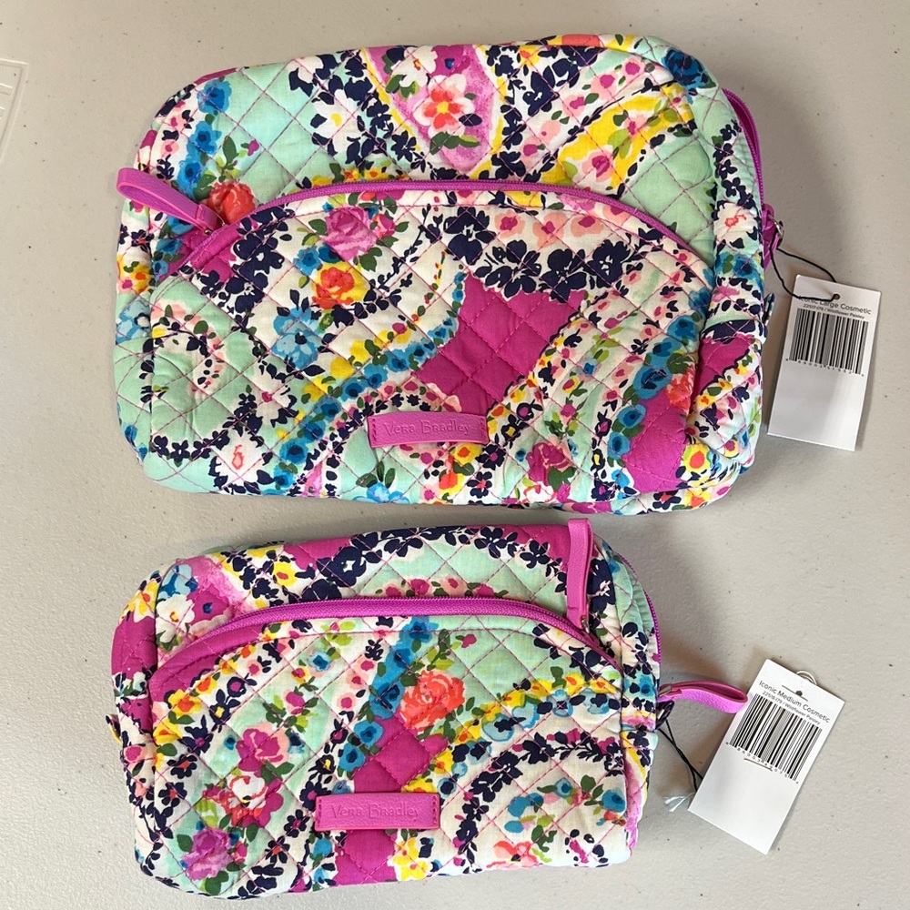 Vera Bradley Wildflower Paisley Medium & Large Cosmetic Bags NEW